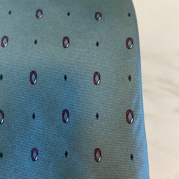 Christian Dior 1990's Vintage All Silk Paris New York Tie Green Geometric New - Picture 4 of 10